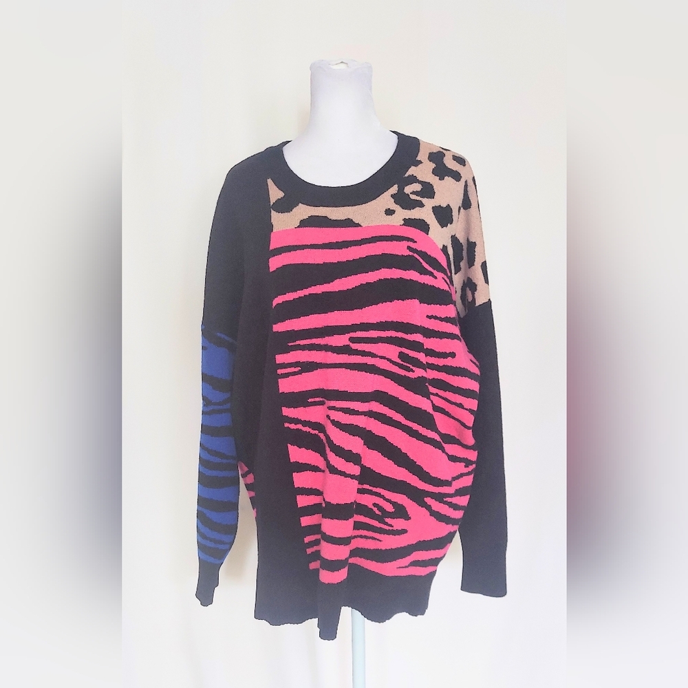 Torrid Mixed Animal Print Multicolor Pullover Sweater Plus Size 0